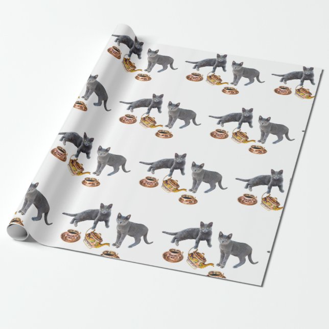 Cadeau Papier à envelopper pour le thé des chats (Déroulé)
