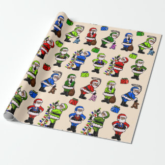 Cadeau Papier à envelopper Quatre Santas Couleurs