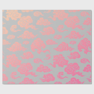 Cadeau Papier à envelopper ROSE NUAGE MOTIF CHINOIS