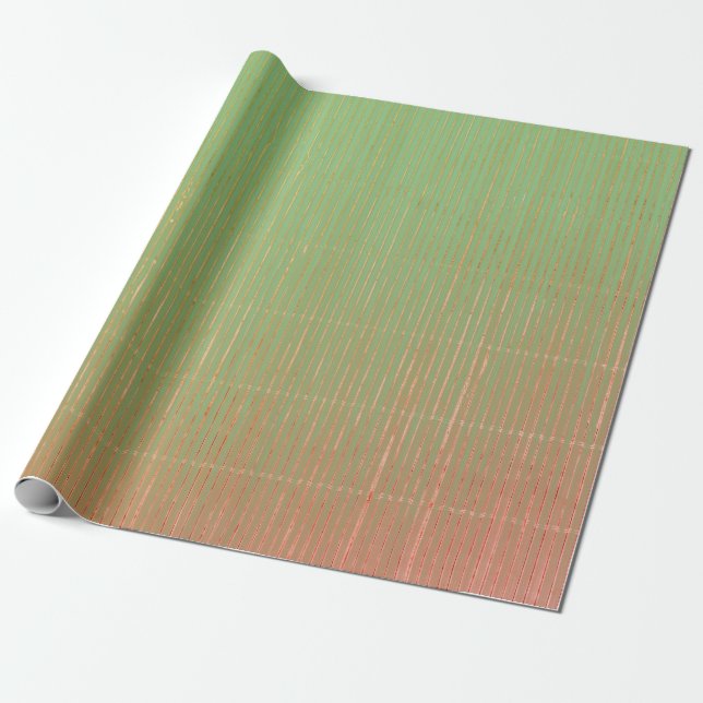 Cadeau Papier à envelopper STRIPES VERTES ET ROSES FADÉES (Déroulé)
