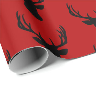 Cadeau Papier à envelopper - Tête de cerf rouge et noir