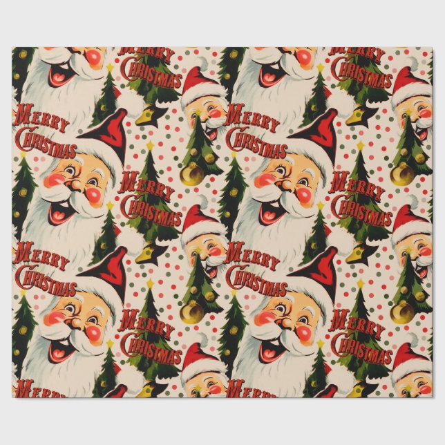 Cadeau Papier à envelopper Vintage rétro Rire Santas (Couture)