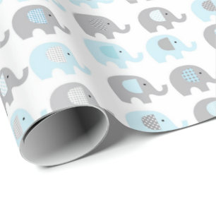 Cadeau Papier à enveloppes - Eléphants Bleus