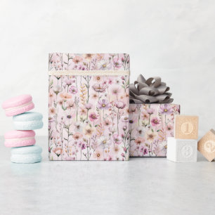 Cadeau Papier à Fleur sauvage rose poussiéreux - Élégant