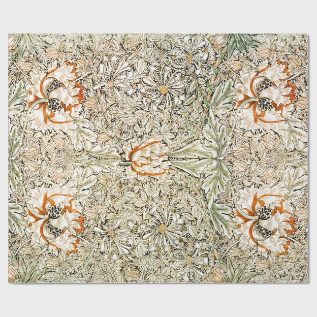 CADEAU PAPIER À LAVAGE : WILLIAM MORRIS : HONEYSUCKLE (Plat)