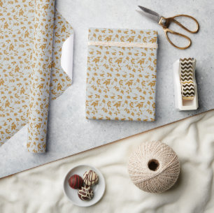Cadeau Papier à Motif à feuille jaune or
