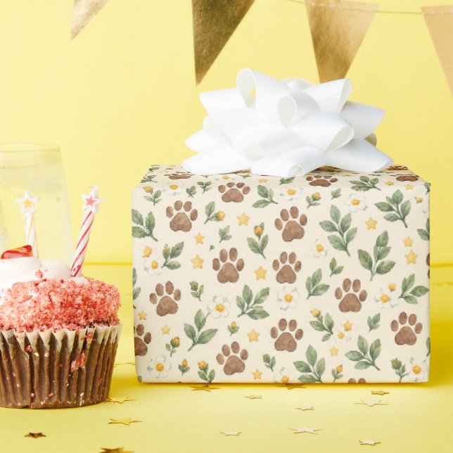Cadeau Papier à motif continu Empreinte de patte d'explor (Fête d'anniversaire)