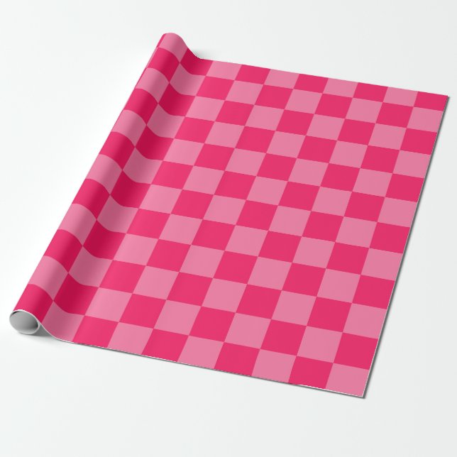 Cadeau Papier à Motif de contrôle rose-chaud léger (Déroulé)