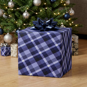 Cadeau Papier à Motif plaid bleu de la marine tendance