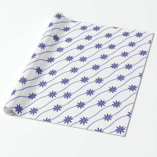 Cadeau Papier à motifs floraux de chaîne de marguerite bl