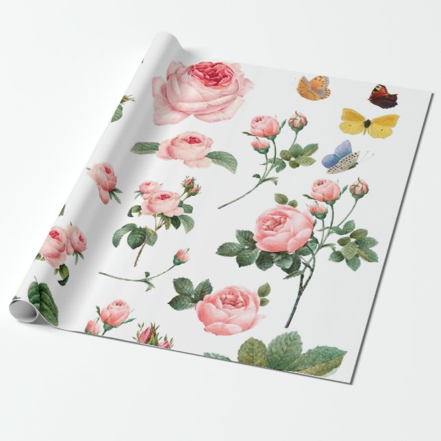 Cadeau PAPIER À OUVRAGE DE ROSES BOTANIQUES vintages (Déroulé)