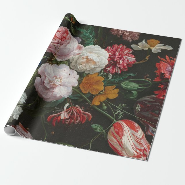 Cadeau Papier à vie fixe floral foncé (Déroulé)