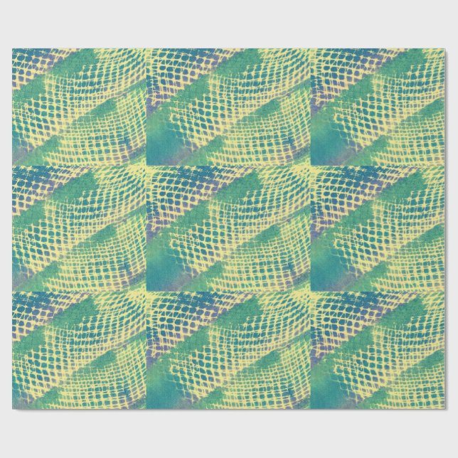 Cadeau Papier Abstrait jaune vert violet carreau (Plat)