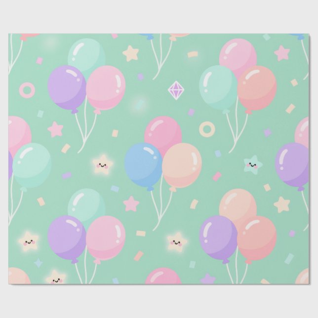 Cadeau Papier Anniversaire de enfant vert Pastel (Plat)