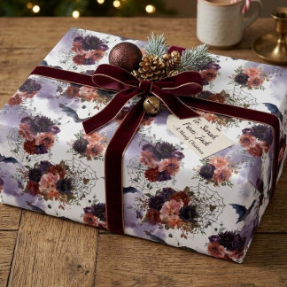 Cadeau Papier aquarelle floral chauves-souris toile d'ara