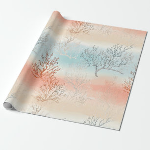 Cadeau Papier aquarelle luxueux vague océanique et corail
