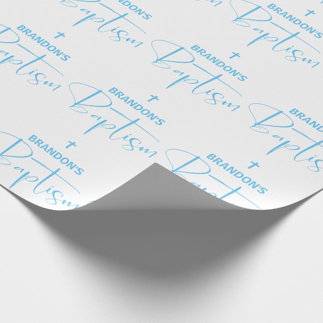 Cadeau Papier Baptême Bleu Garçon (Coin)