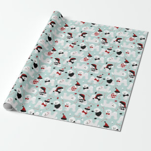Cadeau Papier Bichon Frise Christmas Blue Wrapper