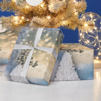 Cadeau Papier blanc à enveloppement de Noël