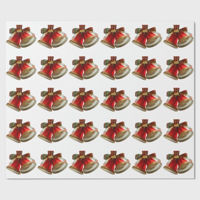 Cadeau Papier blanc de recouvrement Red Bells (Plat)