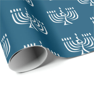 Cadeau Papier blanc moderne à enveloppement Menorah