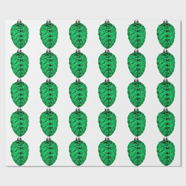 Cadeau Papier blanc Pinecone vert (Plat)