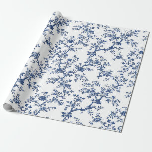 Cadeau Papier bleu antique floral toile pour fête de jard