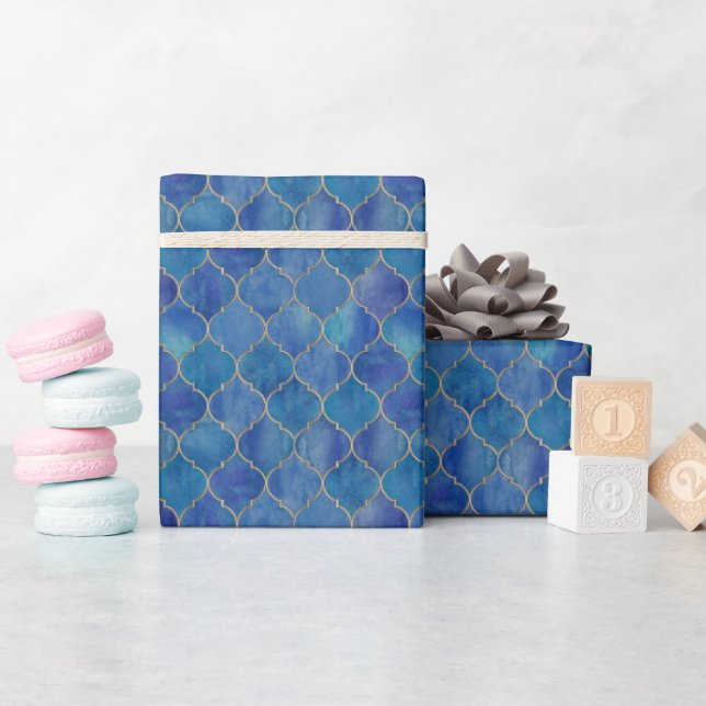 Cadeau Papier bleu et or marocain (Baby Shower)