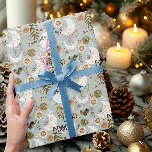 Cadeau Papier Boho Chic Emballage personnalisé aux tons t (Créateur téléchargé)