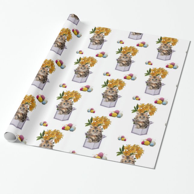Cadeau Papier brillant à envelopper, Cat-Cat-Cat-Fil (Déroulé)