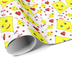 Cadeau Papier brillant à envelopper Cerfs-volants jaunes