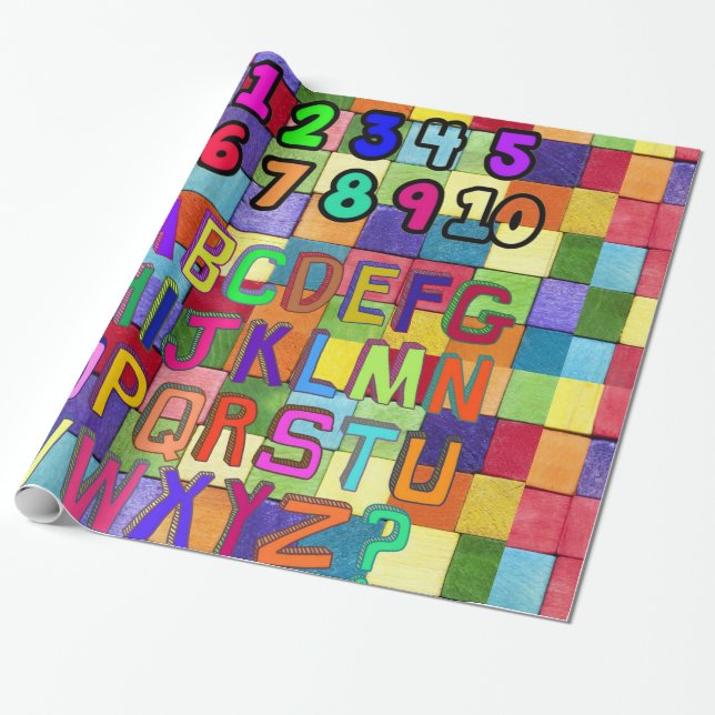 Cadeau Papier brillant à envelopper, chiffres Couleurs al (Déroulé)