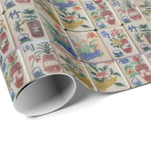 Cadeau Papier brillant à envelopper Mahjong