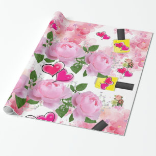 Cadeau Papier brillant à envelopper, ongle jaune floral p