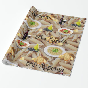 Cadeau Papier brillant à envelopper, Pâtes Red Vin Pain O