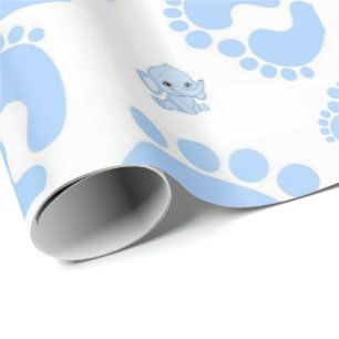 Cadeau Papier brillant à envelopper Pieds bleus pour bé