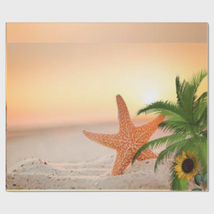 Cadeau Papier brillant à envelopper Starfish Beach