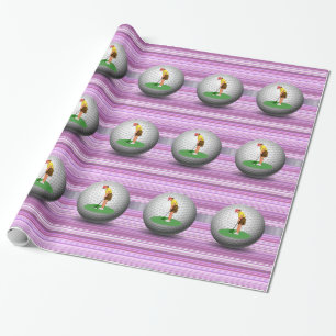 Cadeau Papier brillant, Boules de Golfeur à rayures viole