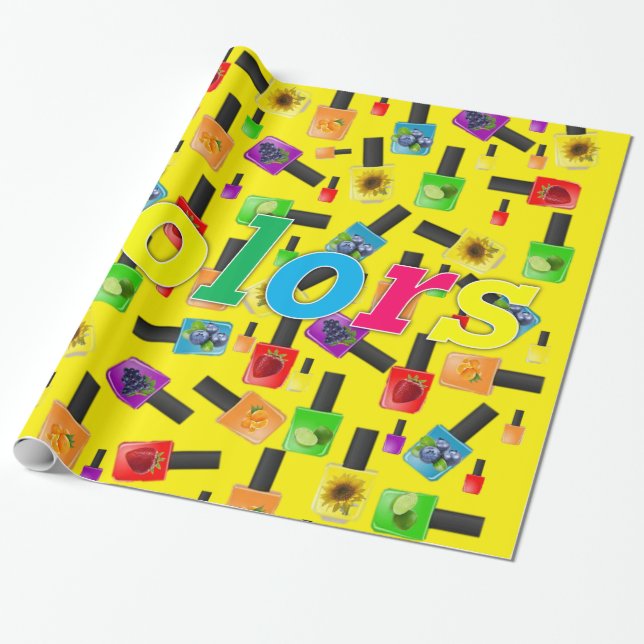 Cadeau Papier brillant, Clou Polonais Jaune (Déroulé)