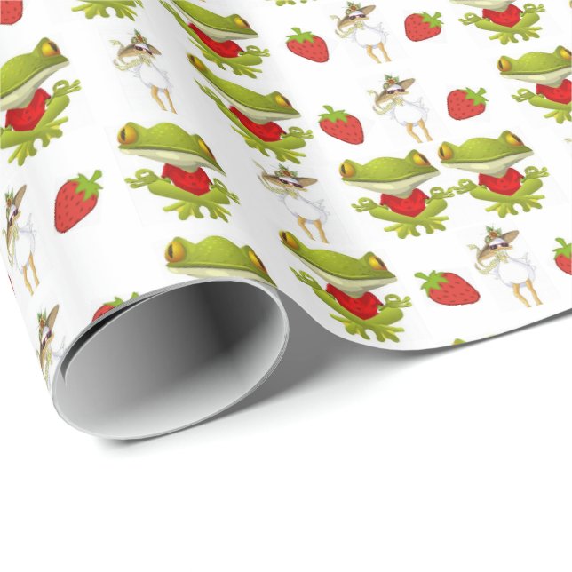 Cadeau Papier brillant Frogs Papier Poulet fraise (Coin rond)