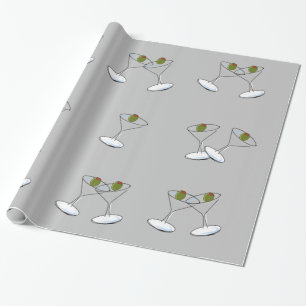 Cadeau Papier brillant, Lunettes à Martini Gris