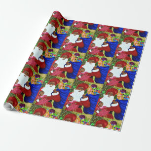 Cadeau Papier brillant Père Noël noir - Enveloppement de 