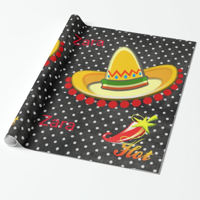 Cadeau Papier brillant, Poivre Polkadot noir blanc (Déroulé)