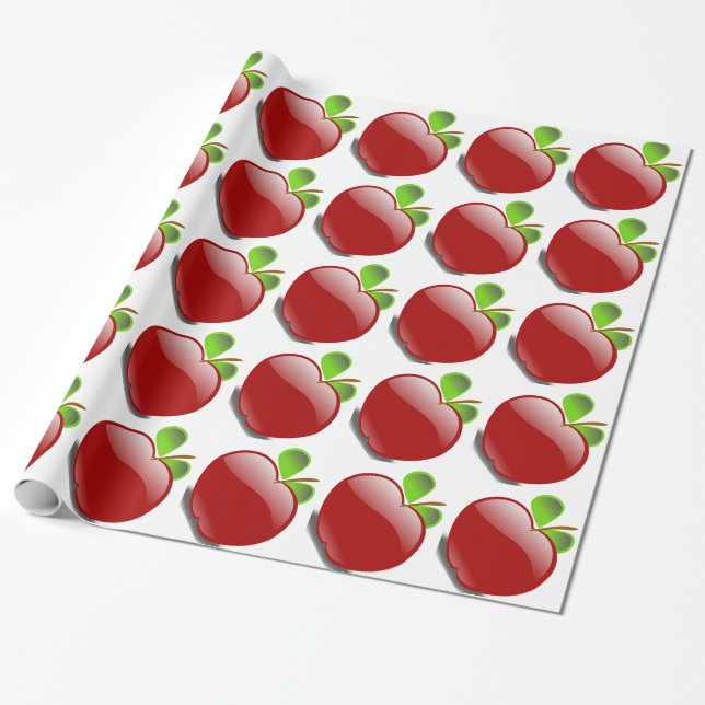 Cadeau Papier brillant POMME ROUGE (Déroulé)