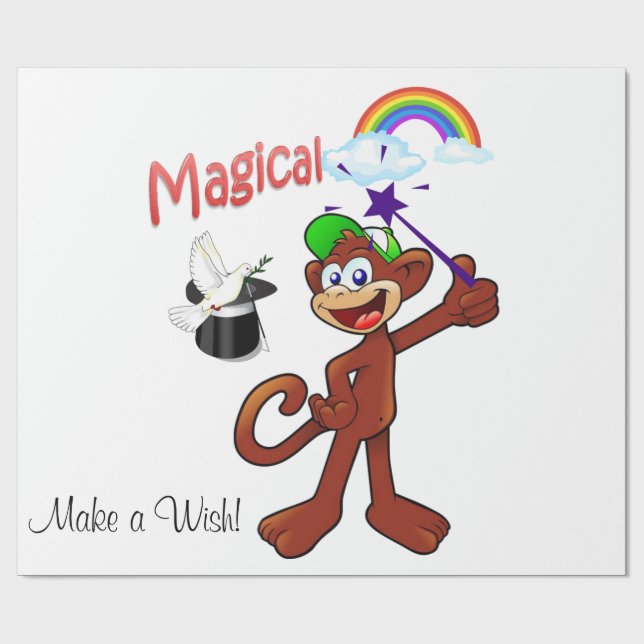 Cadeau Papier brillant, Rainbow Monkey Magique (Plat)