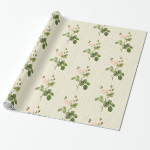 Cadeau Papier brillant, Rose beige Floral