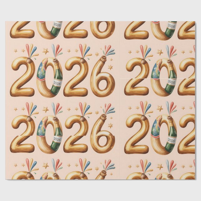 Cadeau Papier Cadeau-Nouvel An 2026 (Plat)