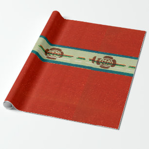 CADEAU PAPIER CADOUCY MOTIF XYLOGRAPHIE JAPONAIS ROUGE