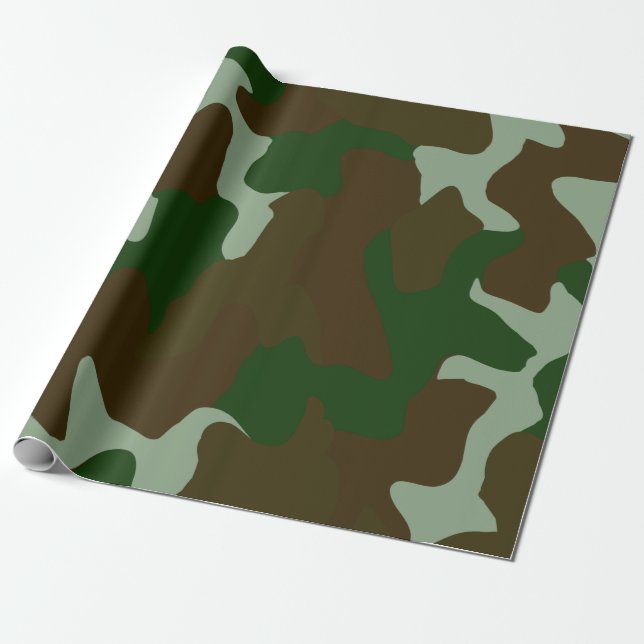 Cadeau Papier camouflage vert et Brown (Déroulé)