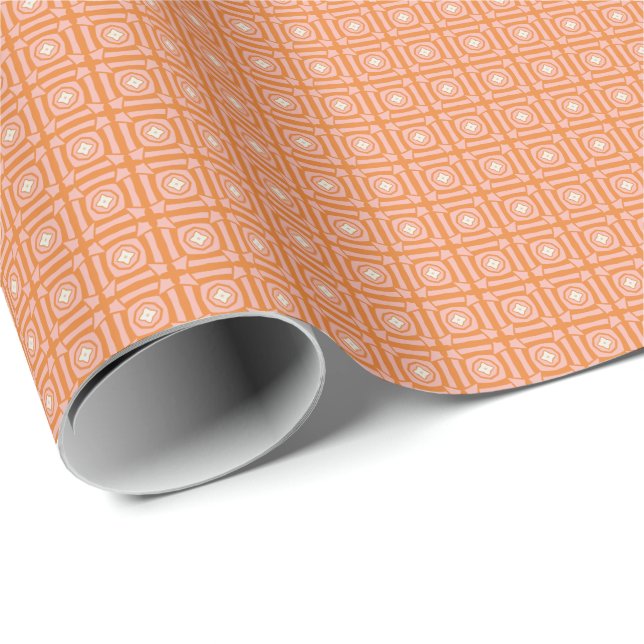 Cadeau Papier Carré à feutre rose-blanc orange 2 (Coin rond)